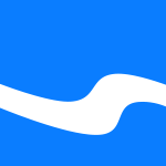 抽象符号-蓝色的正方形与白色的波浪横跨正方形